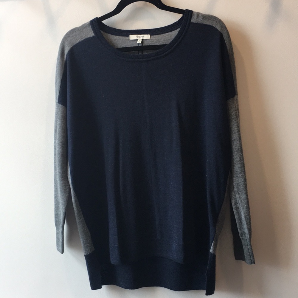 Madewell navy color block sweater